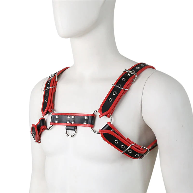 Fetish Gay BDSM Leather Chest Harness Men Adjustable Sexual Body Bondage Cage Harness Belts Rave Gay Clothing for Adult Sex