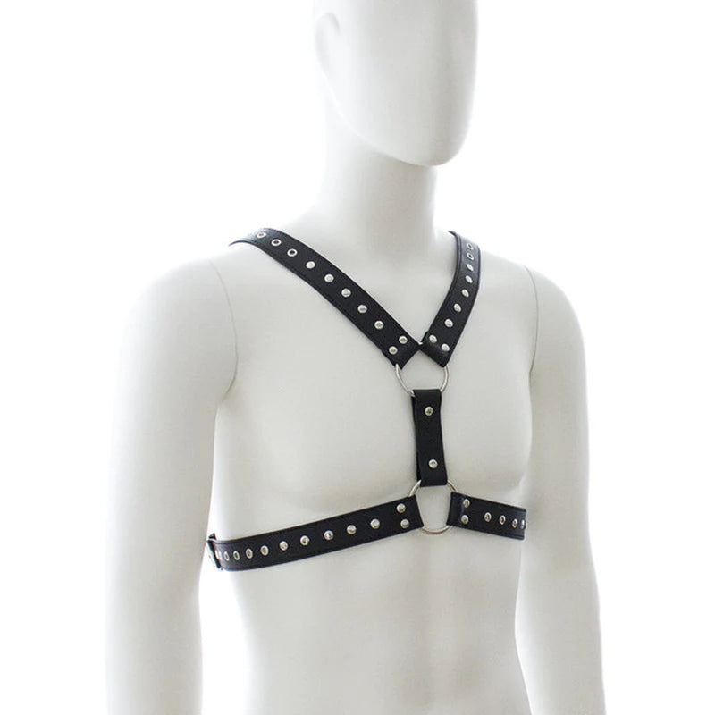 Fetish Gay BDSM Leather Chest Harness Men Adjustable Sexual Body Bondage Cage Harness Belts Rave Gay Clothing for Adult Sex